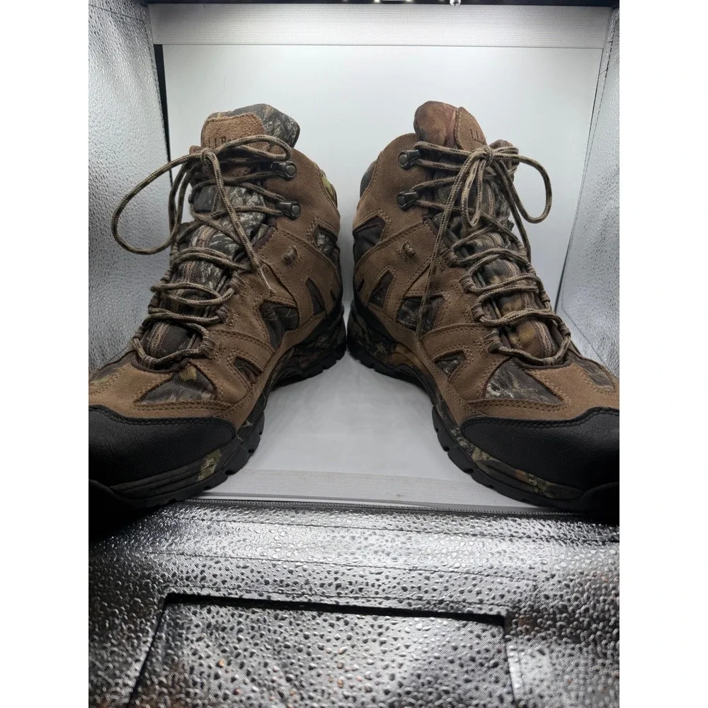 LL Bean Mens Hiking Boots Brown Camo Waterproof Dri-Lex 11.5 Wide 0GJC5